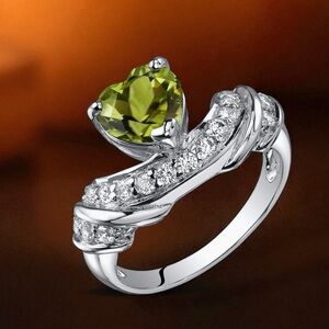 Luxury 925 Silver 1 carat Green Peridot Heart Gemstone‎